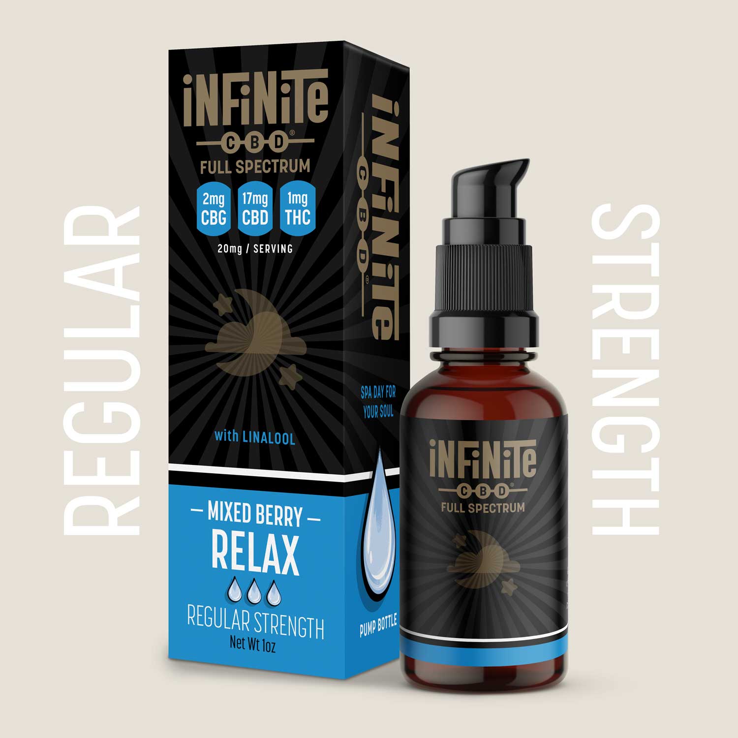 Tinctures<br>Formulation: Relax<br>CBD: Full Spectrum (Contains THC)<br>Strength: Regular (20mg/serving)