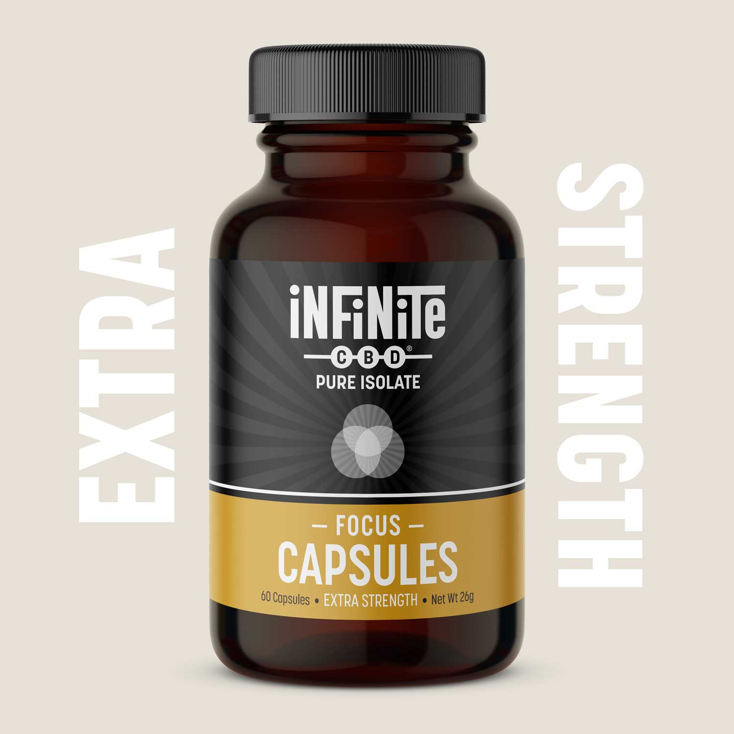 Capsules<br>Formulation: Focus<br>CBD: Pure Isolate (Zero THC)<br>Strength: Extra (40mg/serving)