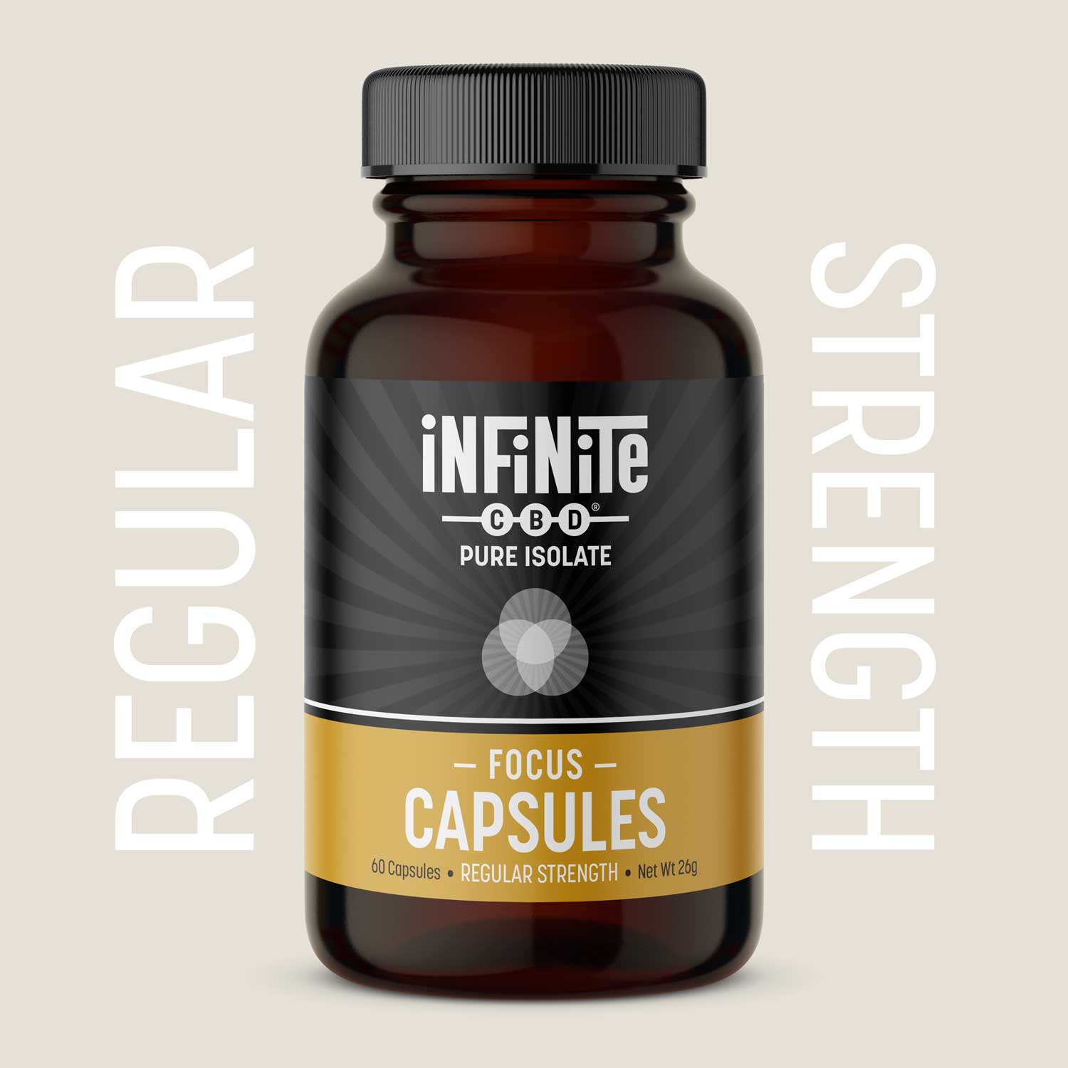 Capsules<br>Formulation: Focus<br>CBD: Pure Isolate (Zero THC)<br>Strength: Regular (20mg/serving)