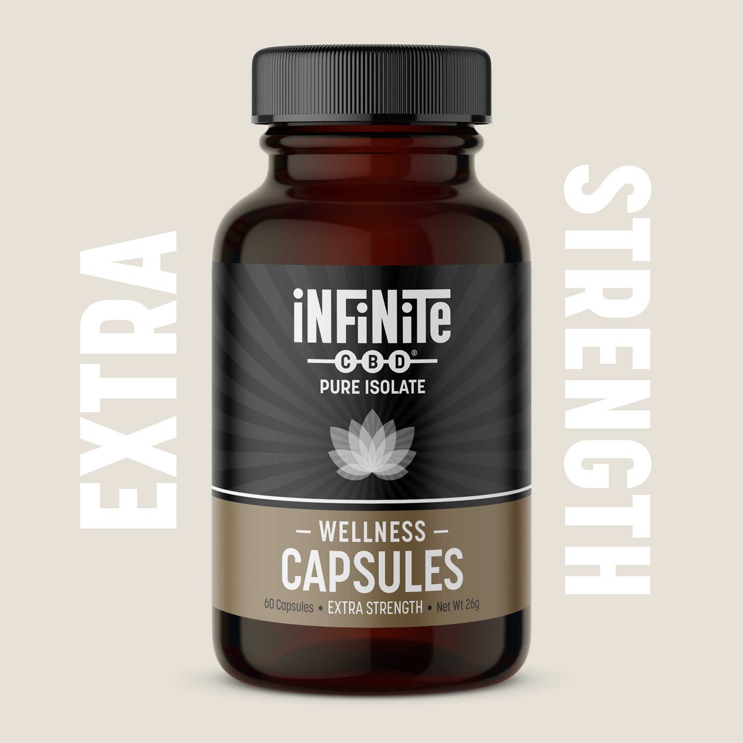 Capsules<br>Formulation: Wellness<br>CBD: Pure Isolate (Zero THC)<br>Strength: Extra (40mg/serving)