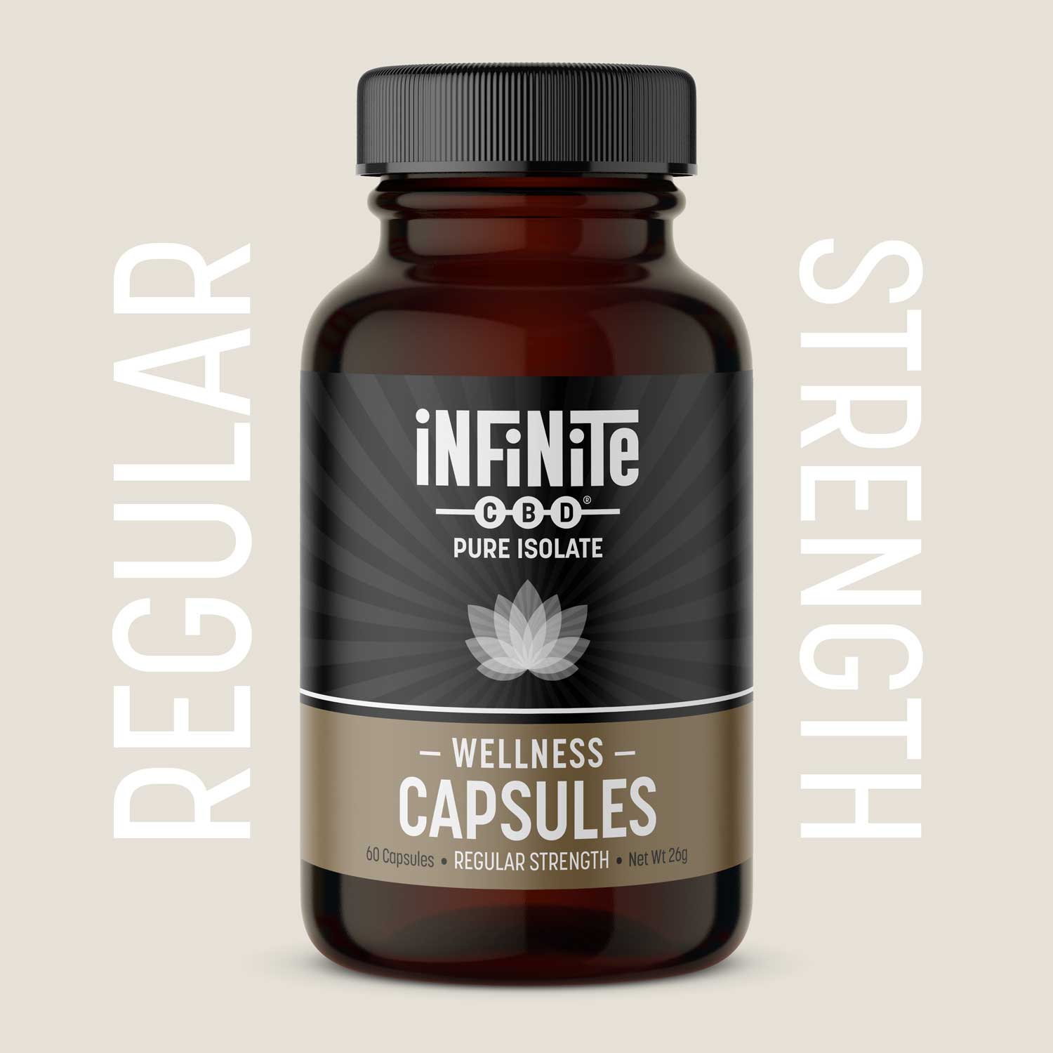 Capsules<br>Formulation: Wellness<br>CBD: Pure Isolate (Zero THC)<br>Strength: Regular (20mg/serving)